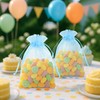 G2PLUS Blue Organza Bags 4x6 in, 100PCS Drawstring Organza Bags,