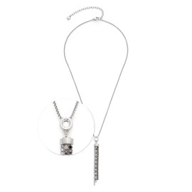 Jewels by Leonardo Atura, short chain made of silver-coloured stainless steel, clear and black zirconia stones on three movable strands, 42-47 cm length, jewellery gift, 024316, Stainless Steel, Cubic