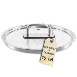 SILBERTHAL Glass Pot Lid 20 cm with Steam Vent and Stainless Steel Handle Universal Lid
