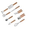 9PCS Kitchen Utensil Set Stainless Steel Wooden Handle Portable Baking
