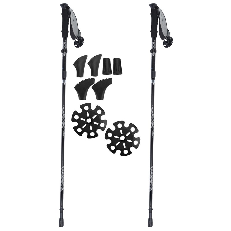 1Pair 5Sections Folding Damping Alpenstock Inner Lock Telescopic Hiking Walking