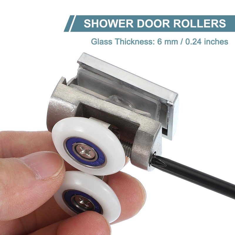 sourcing map 4 Pcs 25mm Double Shower Door Rollers 304