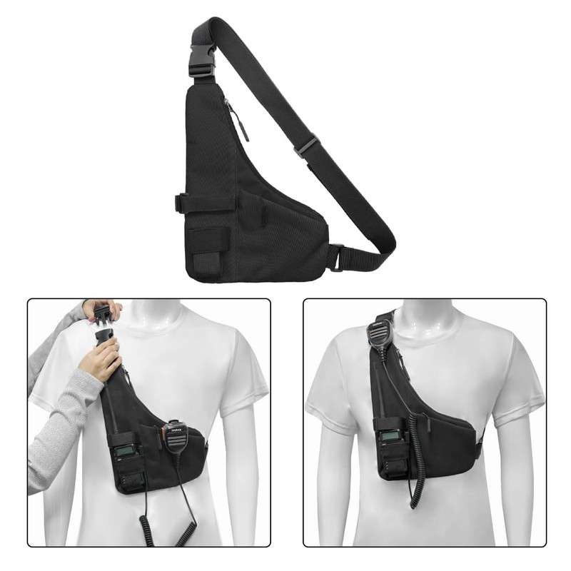 JoyRole Universal Radio L Shape Chest 2 Pockets Harness Tactical