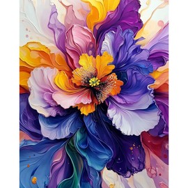 DAERLE Painting by Numbers Adults, Flowers, DIY Hand-Painted Oil Painting Kit for Beginners and Adults, with Acrylic Paint Canvas and 3 Brush Kit, 40 x 50 cm, Without Frame, Beautiful Flower