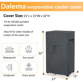 Dalema Evaporative Cooler Cover for MC26A Evaporative Cooler,Heavy Duty Waterproof Evaporative Air Cooler Cover,21"L x 15"W x 32"H Swamp Evaporative Cooler Cover,Grey.