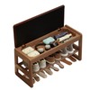 Shoe Rack Bench with Leather Cushion,2 Tiers Shoe Bench with