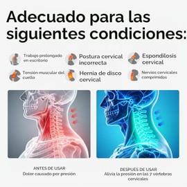 Corrector de postura para alineación de cuello y columna cervical, cuello de cuello ajustable de 360° con 28 niveles, soporte de espuma viscoelástica 