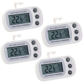 Lotvic Fridge Thermometer Digital, 4PCS Refrigerator Thermometer, Freezer Thermometer with Large LCD Display Min/Max °C/°F Function, Fridge Thermometer UK for Fridge Freezer Refrigerator Aquarium