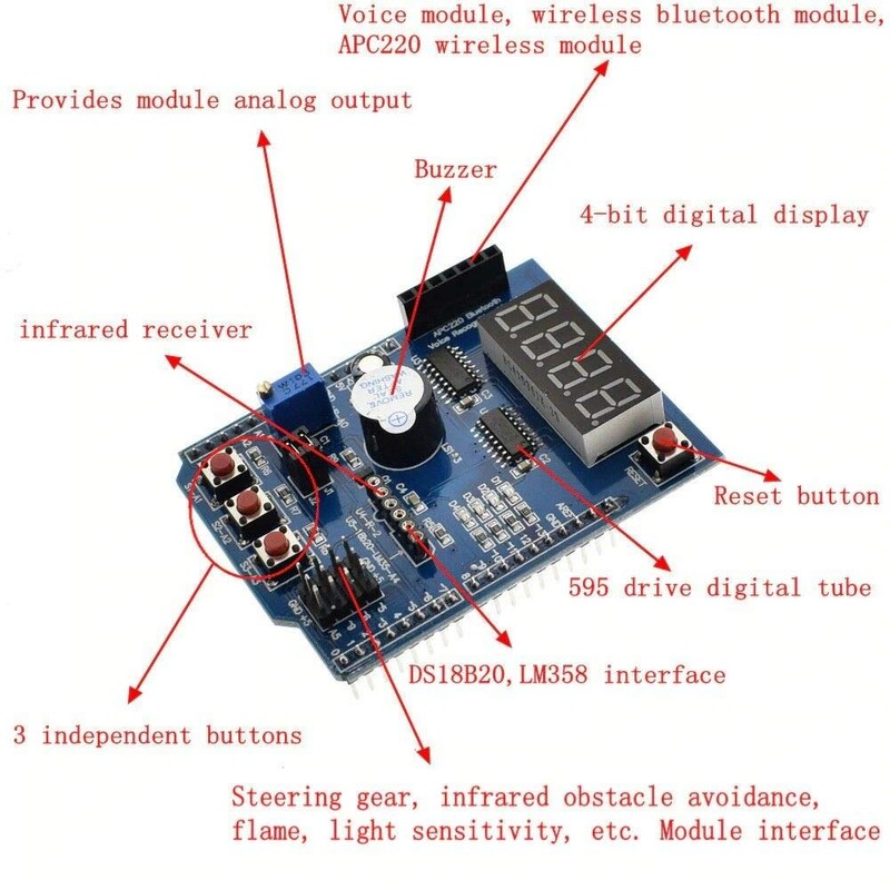 TECNOIOT Multifunctional Multi-Functional Expansion Board Kit Based Learning for Arduino