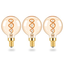 ToBeGreat G16.5 E12 4W Dimmable LED Bulbs G50 Globe Light Bulb Energy Efficient 40W Equivalent 300lm Warm White 2200K Light for Night Bulb Night Light Bulb cafes,3 Pack