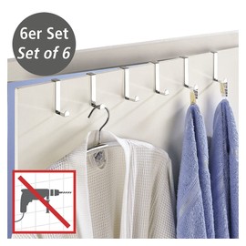 WENKO 4214062100 Clothes / door coat hook, set of 6, stainless steel, glossy
