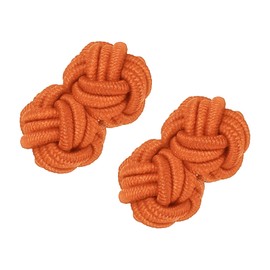 PATIKIL Silk Knot Cufflinks, Elastic Fabric Shirt Cufflinks, Twist Knot Dress Accessories Cuff Link for Men, Women, Business, Gift, Wedding, Bright Orange