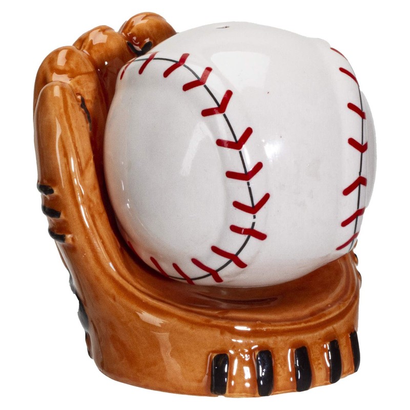 Baseball and Glove Ceramic Magnetic Salt and Pepper Shaker Set