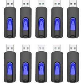 JUANWE 64GB Flash Drive 10 Pack USB Flash Drive Glide Pen Drive Large Capacity Thumb Drive High Speed USB Memory Stick with Easy Carry Lanyard-Hole Portable Jump Drive for PC Car Smart TV