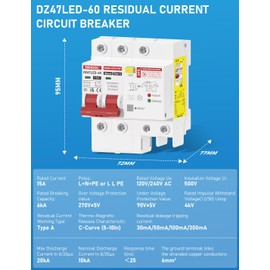 DIHOOL Type A fi LS switch 16 a 2 pin 50 mA 120/240 V with surge arrester type 2 overcurrent protection DIN rail