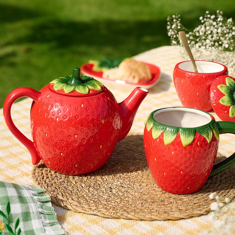 Widdop Cottage Garden Strawberry Ceramic Tableware - Strawberry Teapot -