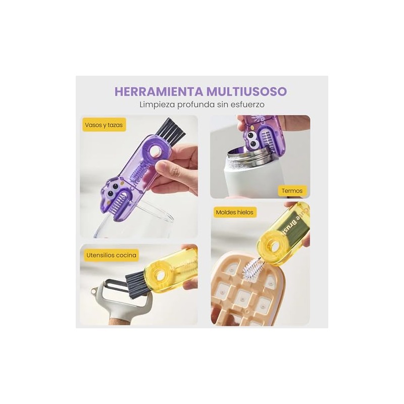 Genérico Kit 3 Cepillos para Lavar Botellas y Tapas y