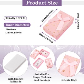 Craftdady 12pc Pink Polka Dot Jewelry Boxes with Lids, Bowknot, 3.19 x 1.97 Inch, Valentines Day, Modern, Rectangular, Flip Top Lid, Sponge Filled, No Warranty, Jewelry Box Set