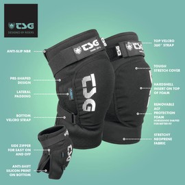 TSG - Kneeguard Tahoe Zip A | Protection Pads for Men & Women, MTB, Downhill, Cycling, Mountain Biking, Trail, Side Zipper, Safety Certified
