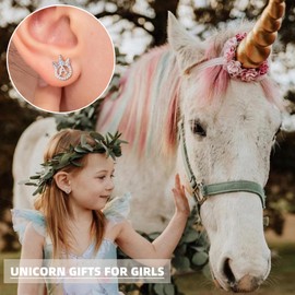 Unicorns Gifts for Girls, Sterling Silver Post CZ Unicorn Stud Earrings Letter Z Initial Stud Earrings Unicorn Earrings for Little Girls Kids Jewelry Gifts for Girls Toddler