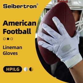 Seibertron H.P.I.L.G Touchscreen Lineman and Football Receiver Gloves, Flexible Breathable Impact Protection Back of Hand Glove Adult White XXS