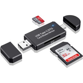 SD Card Reader, 3 Ports USB 2.0 Micro SD Card Reader & USB C Card Reader OTG SD Adapter for SD/SDXC/Micro/SDHC/MMC/RS-MMC/UHS-I Memory Card, USB Card Reader for SD/Micro SD Card