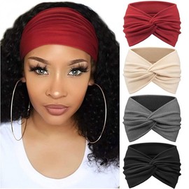 Bohemian Yoga Sports Headband for Women - Wide Edge Cotton Stretch Set 2 5ea