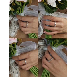 Michooyel S925 Baguette Eternity Ring Wedding Ring Cubic Zirconia Stacking Ring Sterling Silver Ring for Women Girls