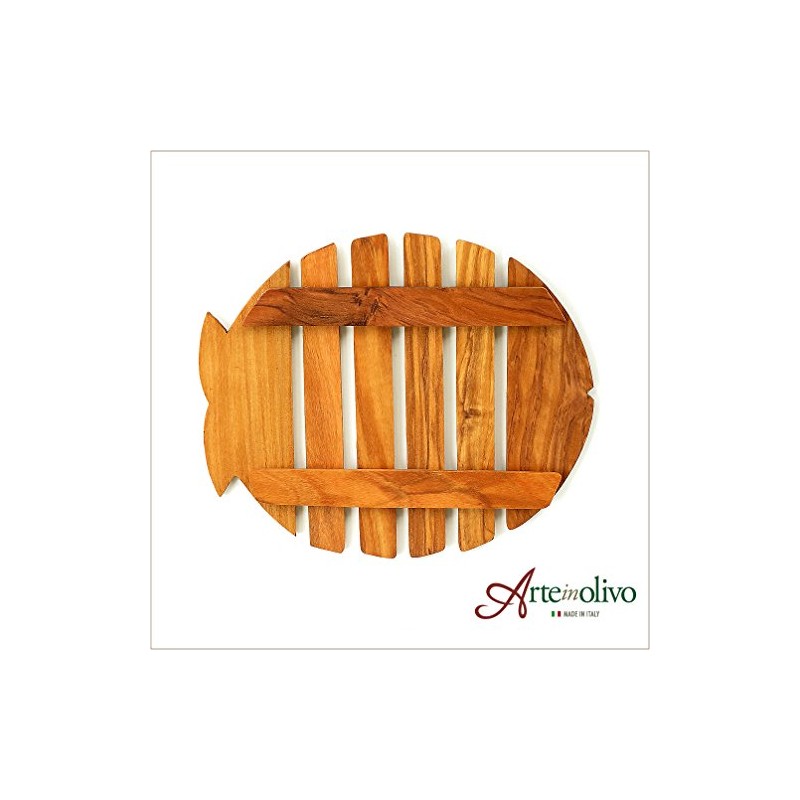 [arteinolivo] Olive Wood Trivet, (Fish)