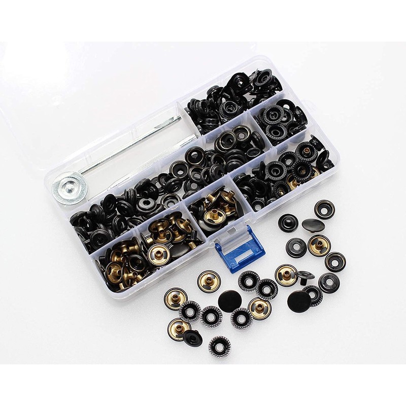 220pcs Snap Fastener Kit, BetterJonny 15mm Heavy Duty Brass Canvas