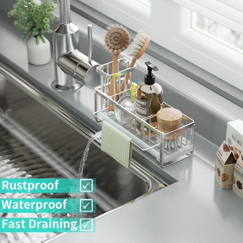 HapiRm Sponge Holder for Kitchen Sink - Self-draining Sink Caddy