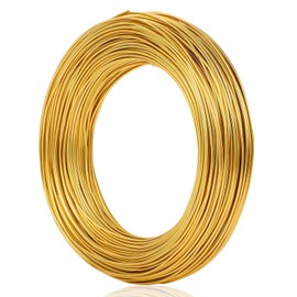 Tenbrachian Craft Wire 1 mm x 60 m, Wire for Crafts, Aluminium Jewellery Wire, Aluminium Wire Craft Wire, Gold Wire for Crafts, Soft Binding Wire for DIY Sculptures, Jewellery Making (Gold)