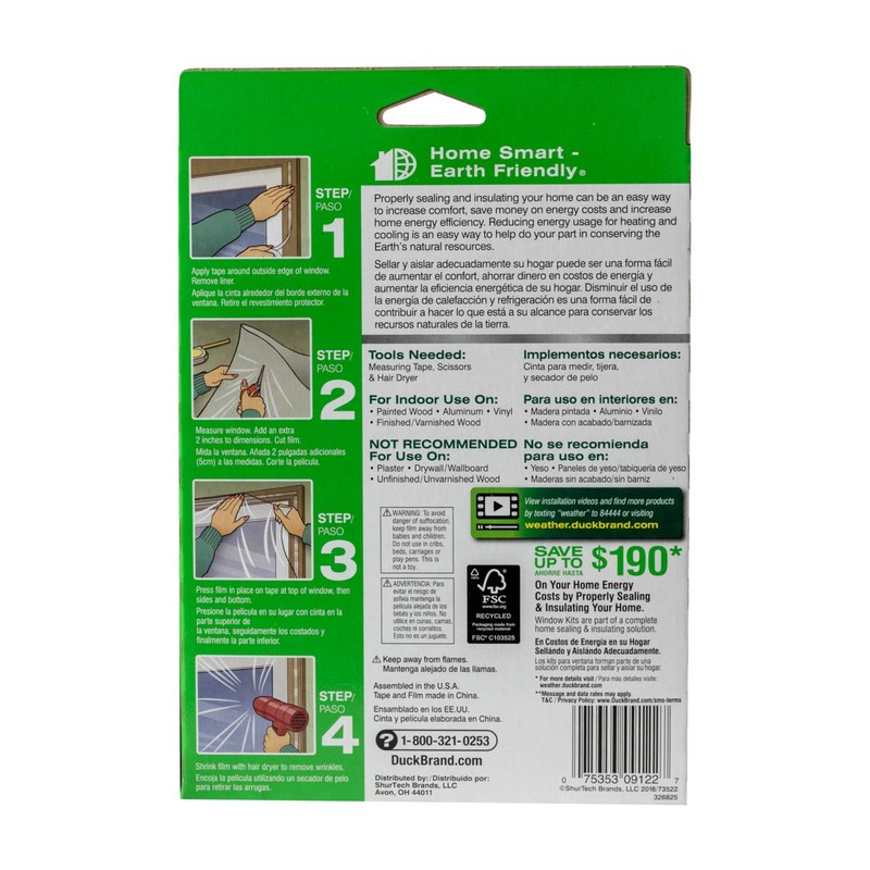 Duck Brand Indoor 5-Window Shrink Film Insulator Kit, 62-Inch x