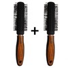 Wood Grain Hair Roll Brush (2-Piece Set) - Hairbrush & Comb Roll Brush