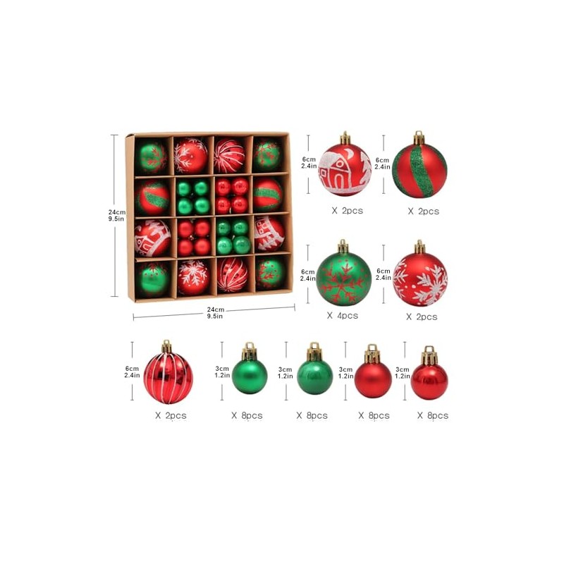 JUGLUTE Adornos para Arbol de Navidad, 44 pcs Plastic Esferas
