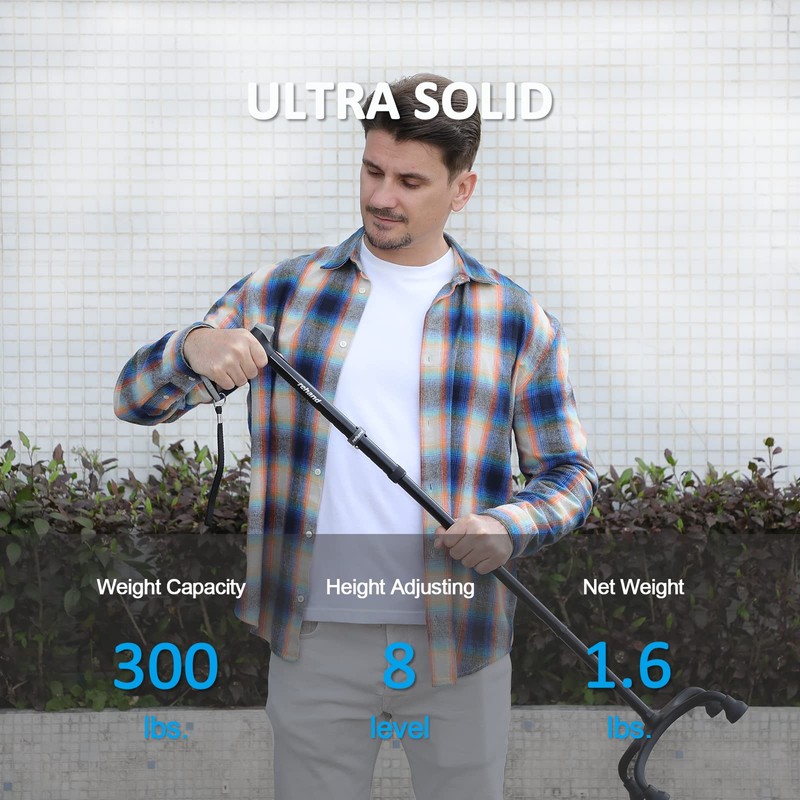 Rehand Quad Cane, Walking Cane with Ergonomic Handle Ever and