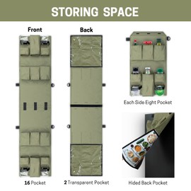 SWISSELITE Mini Fridge Caddy Organizer, Over the Fridge Storage With 18 Pockets, Waterproof Hanging Organizer for Dorm Kitchen Office Home