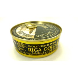 RIGA GOLD Riga Sprats Smoked Sprats In Oil. LARGE Sized Rigas Zelts Canned 8.4 Ounce (240g) 3 PACK