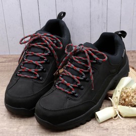 DELELE 2 Pair Round Wave Shape Non Slip Heavy Duty and Durable Outdoor Climbing Shoelaces Dark Gray&Red Hiking Shoe Laces Shoestrings-51 inch