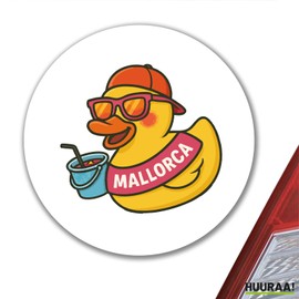 Huuraa Aufkleber Quietscheente Malle Gummiente Mallorca Geschenk 10cm Quietscheente Malle Geschenkidee