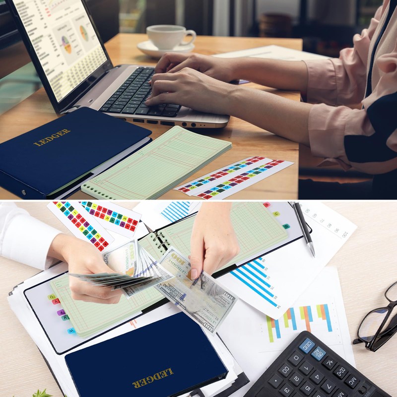 Skyygemm Ring Ledger Binder with 200 Pcs 5"x8.5" Ledger Sheets