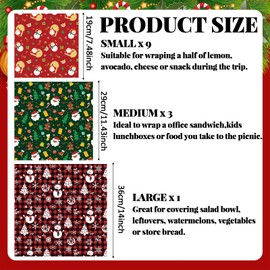 Ctosree 9 Pack Reusable Beeswax Wraps Assorted Christmas Beeswax Paper Organic Xmas Wax Paper Sheets Friendly Sustainable Food Storage Wrap for Xmas Bowl Dishes Cover Kitchen Holiday Storage Gifts