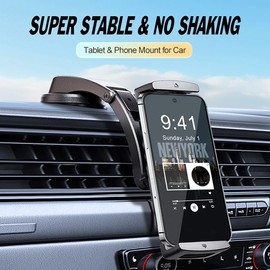 Ueenok Car Phone Mount, Dashboard Tablet Holder with Strong Suction Cup, Adjustable Anti-Shake Design, Compatible with 4.7-13 Inch Smartphones, Foldable Phones, Tablets