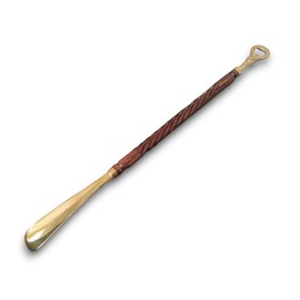F.D. COLLECTION Wooden Shoe Horn with Brass Handle – Long Shoehorn for Men & Women – Handcrafted Wood & Brass Shoehorn – Easy Slip-On Shoe Helper – 62cm