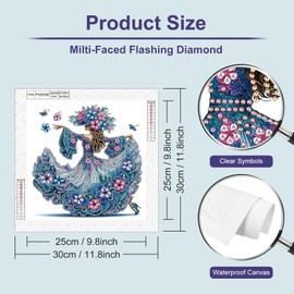 Anuver Lady Diamond Painting Kits for Adults, 5D Special Shape Crystal Rhinestones Diamond Painting for Beginners, Diamond Art Kits for Home Wall Decoration, 12×12 Inch