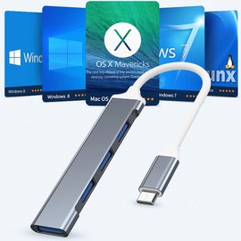 LokoBatii Multiport Adapter USB-C to 4-Port USB 3.0 Hubs - Your Ultimate Companion for Transfer Speed and Multitasking - Perfect for Mac Book, Phones, Pads and Much More - by LokoBatii (Grey)