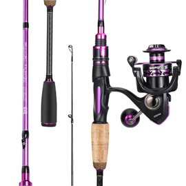 Sougayilang Fishing Pole, 30-Ton Carbon Fiber Fishing Rod and Reel Combo, 2 Pcs Blanks Spinning Reel Combos-Purple-6.9ft and 3000 Spinning Reel