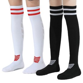 Nulifacaia Kids Athletic Soccer Socks - Stripes Knee High Tube Socks for Child Youth 2 Pairs Football Trainning Socks Boys Girls Shoe Size 3-7 M621