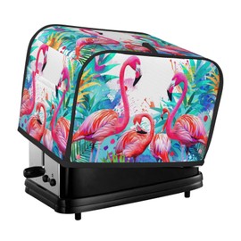 HSYOYO Tropical Pink Flamingo Toaster Cover 2 Slice Wide Slot Bread Machine Cover Fingerprint Protector Toaster Oven Cover Dustproof Kitchen Small Appliance Covers