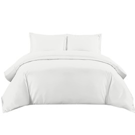 Sunshine Comforts Single Duvet Cover Set - 100% Soft Egyptian Cotton Quilt Cover Bedding Single Bed Set with Pillow Cases - Breathable & Anti Wrinkle 200 Thread Count Single Duvet Cover (White)